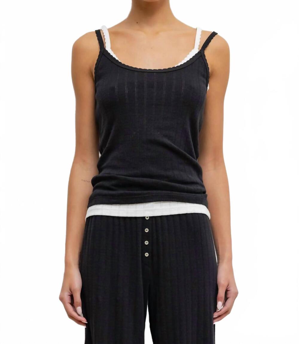 NEW LESET pointelle tank top in black